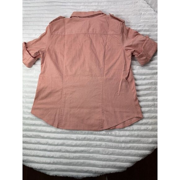 Talbots Pullover Shirt w/ Pearl Snap Button Pockets & Folded Sleeve Women's M - Picture 12 of 12